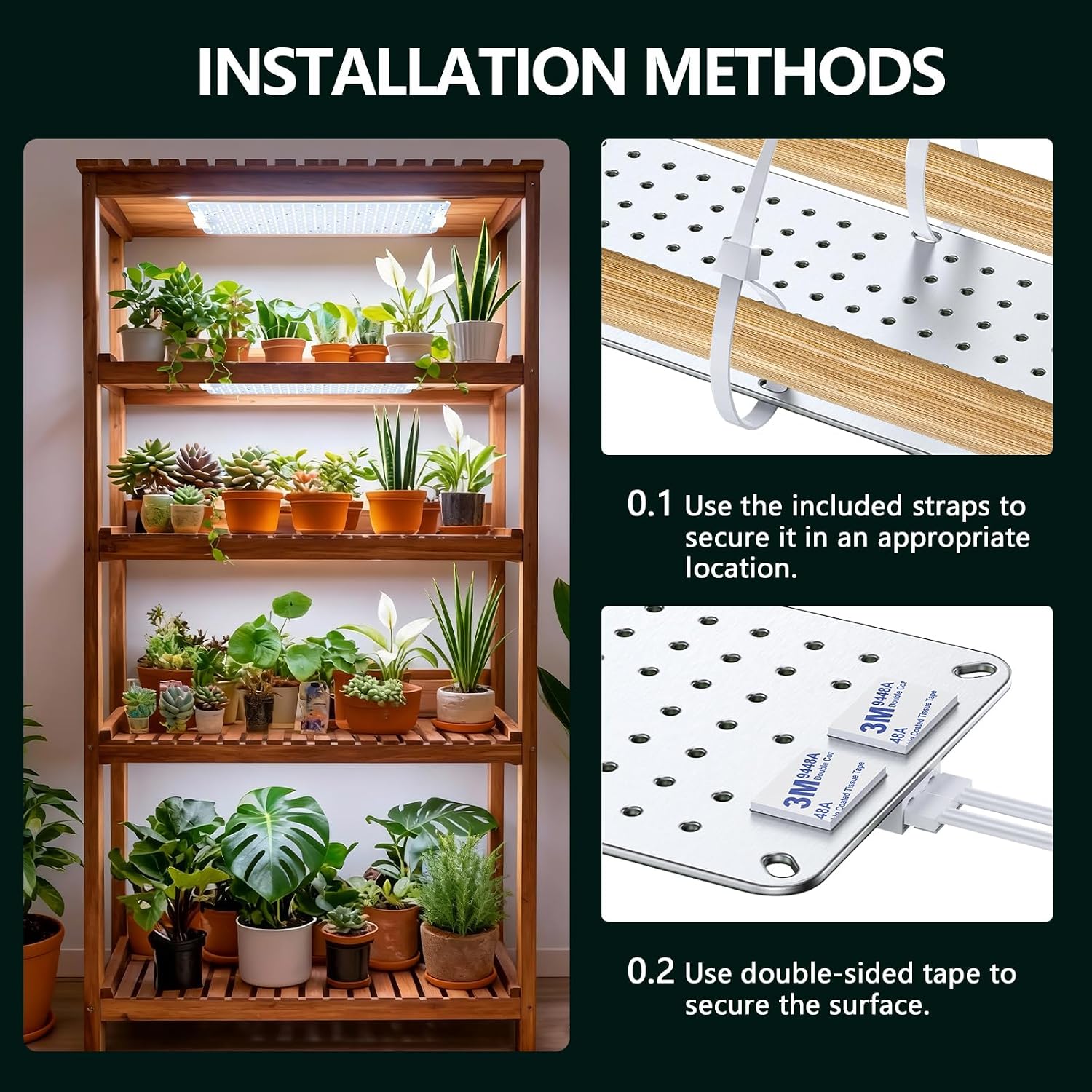 6-Pack Grow Lights for Indoor Plants, Full Spectrum LED with Timer | 1152 LEDs Plant Light, High PPFD, 4/8/12/16/20H