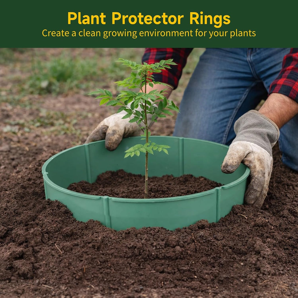 36 Pcs Plant Protector Rings, Plastic Planting Grow Rings, Spliceable Protective Round Edging to Isolate Stones &