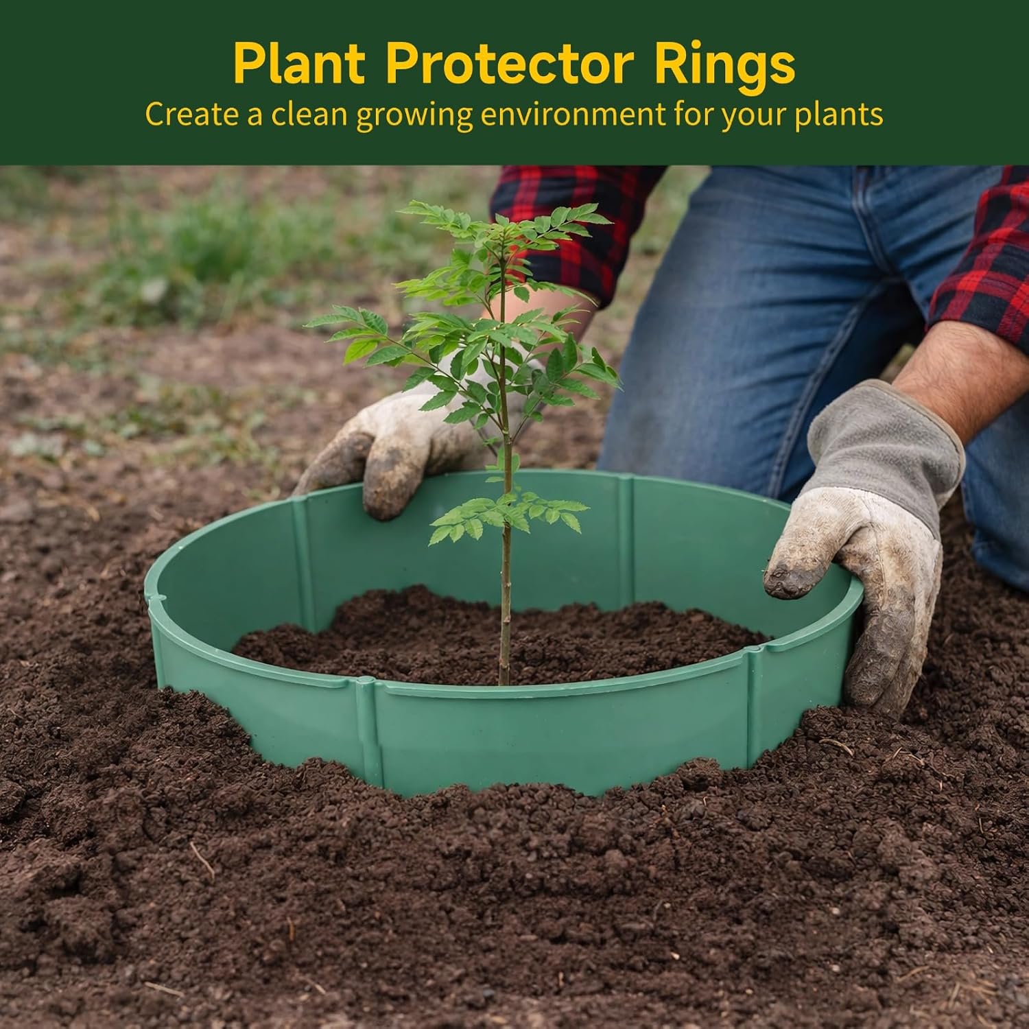 36 Pcs Plant Protector Rings, Plastic Planting Grow Rings, Spliceable Protective Round Edging to Isolate Stones &