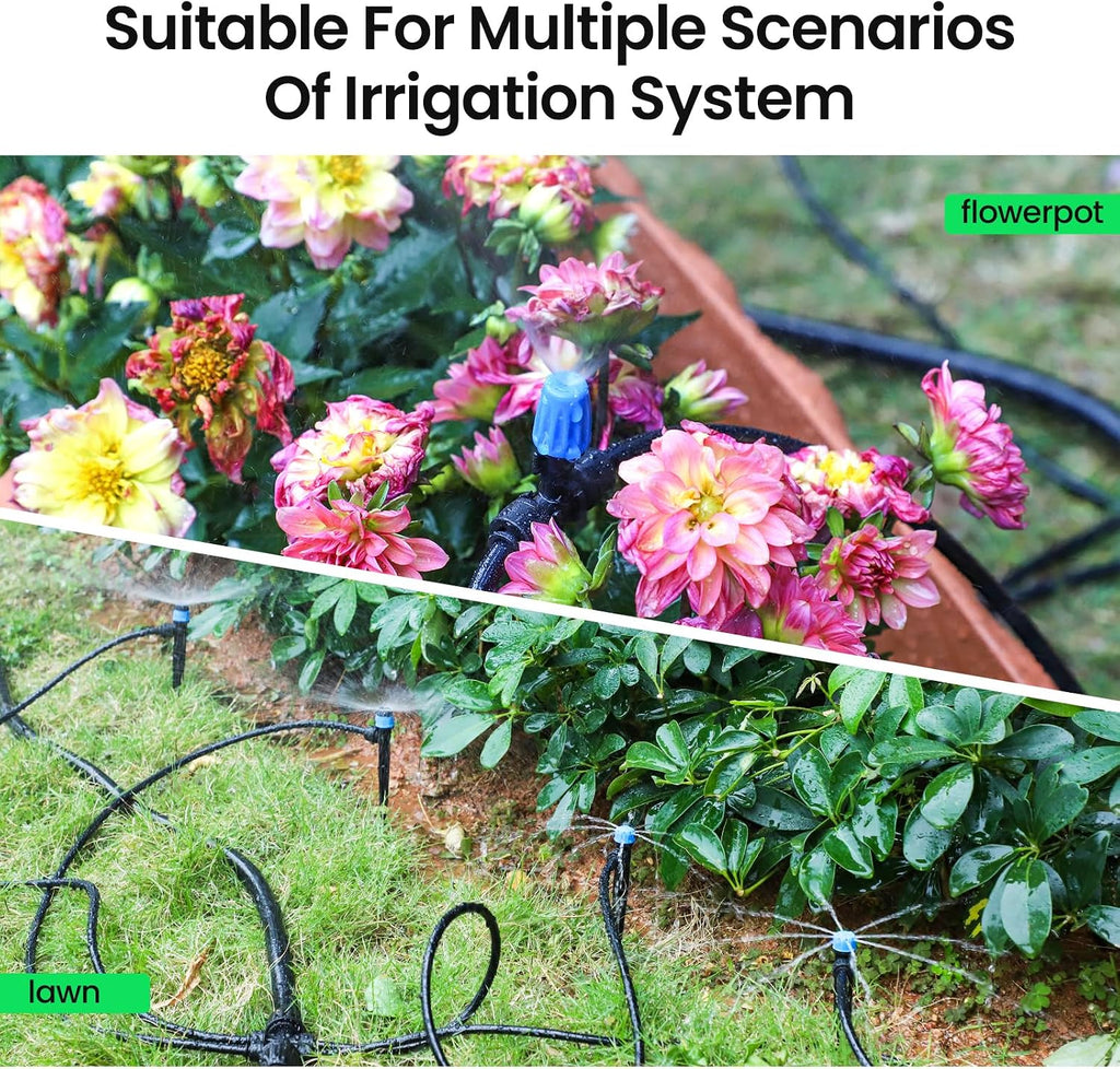 MIXC 50 FT 1/2 Inch Drip Irrigation Tubing Kit:Premium Garden and Landscape Watering System with 4 Quick Connector