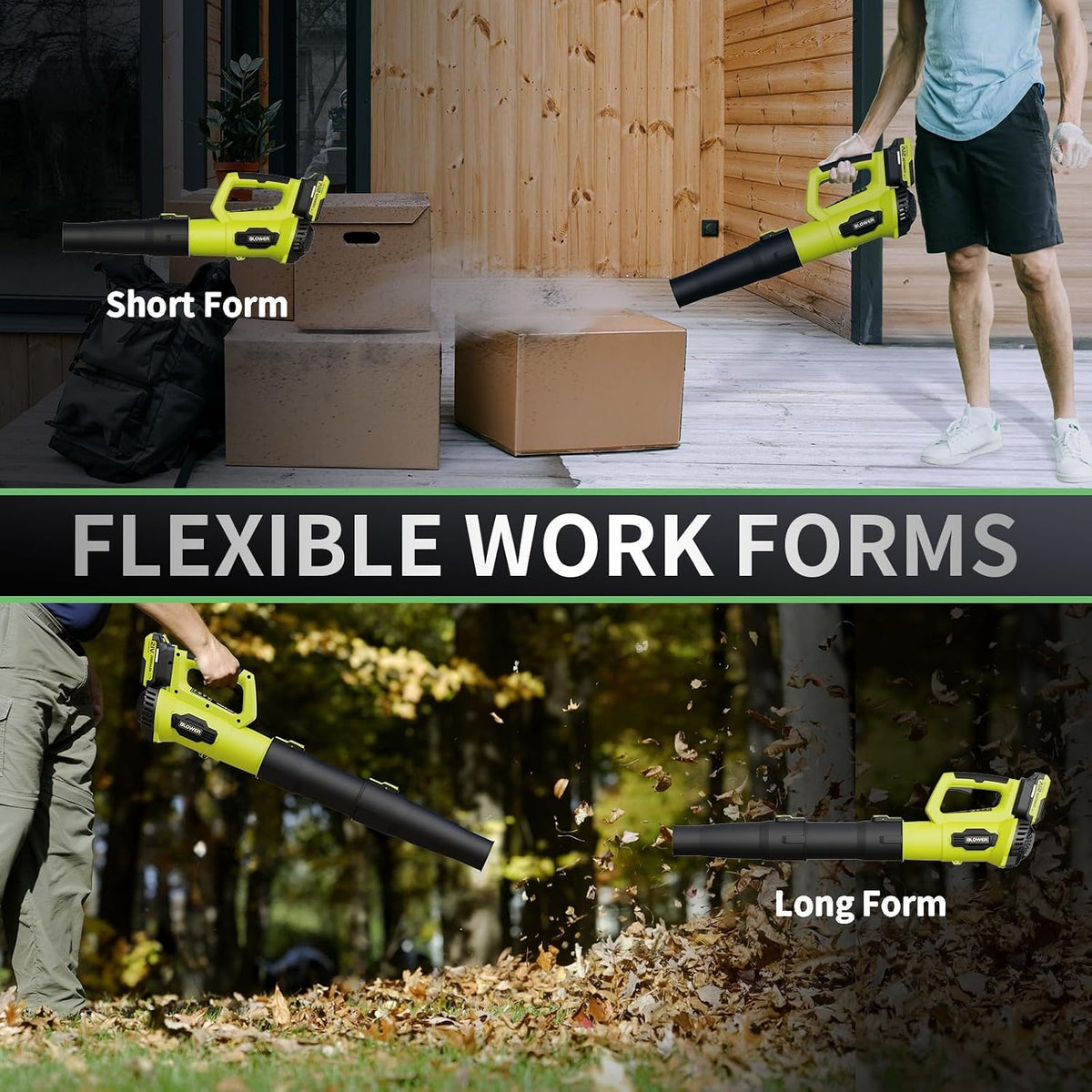LEAPUL Leaf Blower Cordless with 2 Batteries & Fast Charger, Bright Green | 21V Battery Powered, Powerful Airflow, 4Lbs