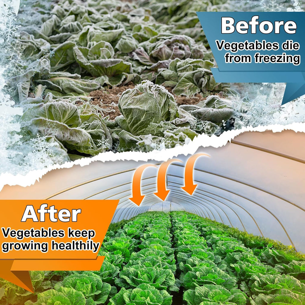 Greenhouse Cover Plastic Sheeting - 10 x 50 ft Plant Covers Freeze Protection, Frost Cloths for Outdoor Plants, Clear