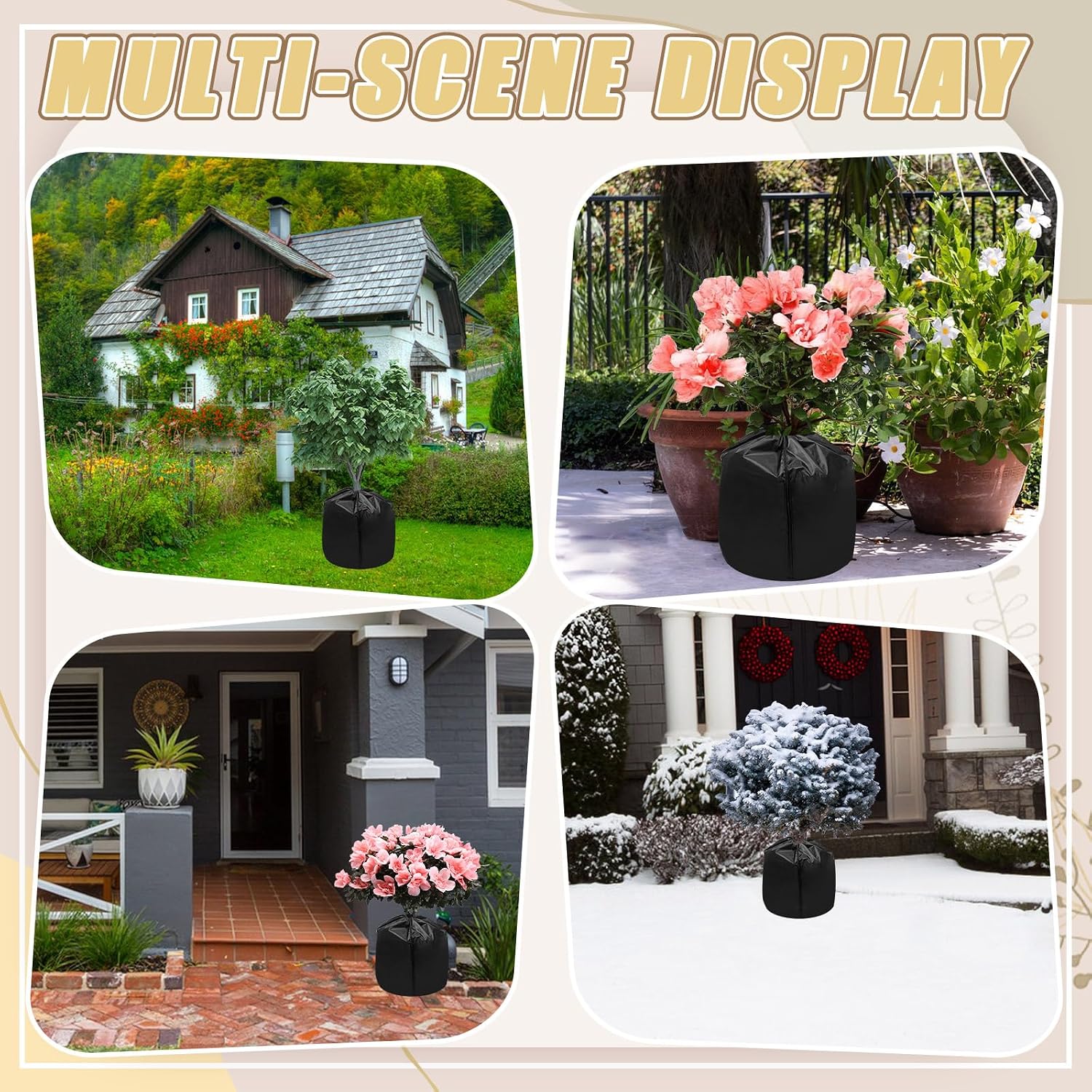 4PCS Plant Winter Protection Pot Covers, 17.7 * 21.6 Inchs Outdoor Pot Covers Pot Covers for Winter with Drawstring and
