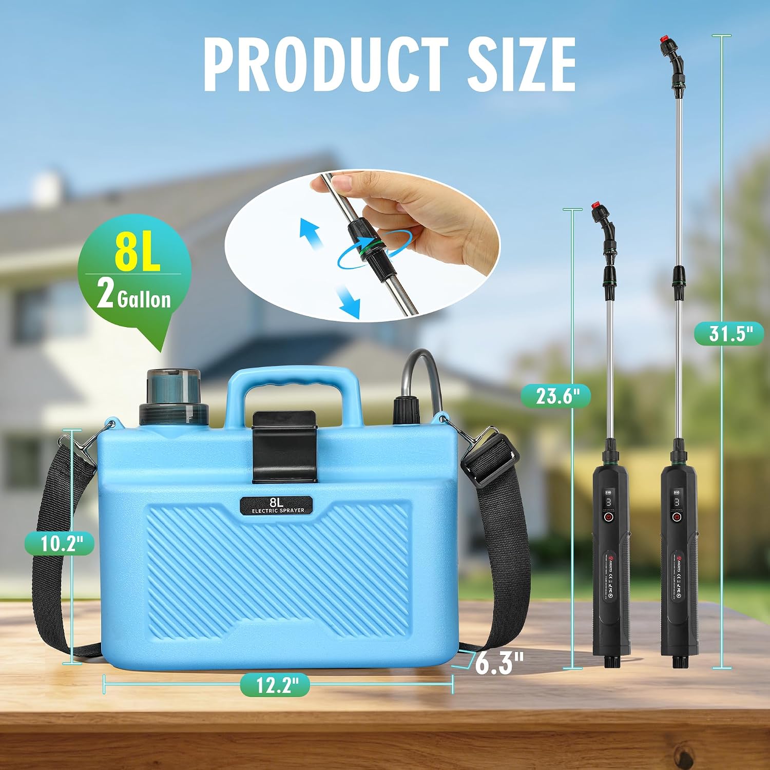 Battery Powered Sprayer 1.35 Gallon, Upgrade Electric Sprayer with Ergonomic Handle for Retractable Wand, Force
