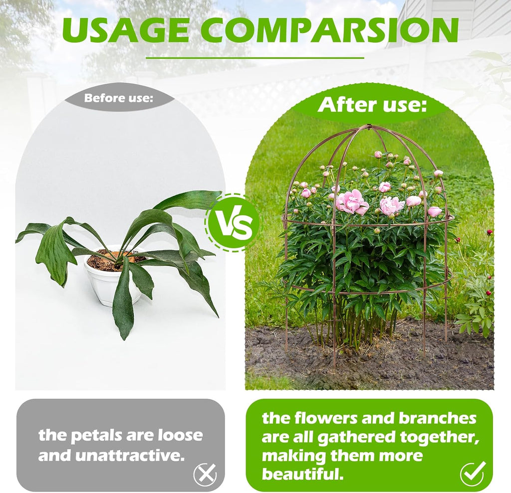 NNG 26 Inch Bird Cage Plant Support, Metal Grow-Through Cage with Dome Top | Garden Flower Trellis for Peonies