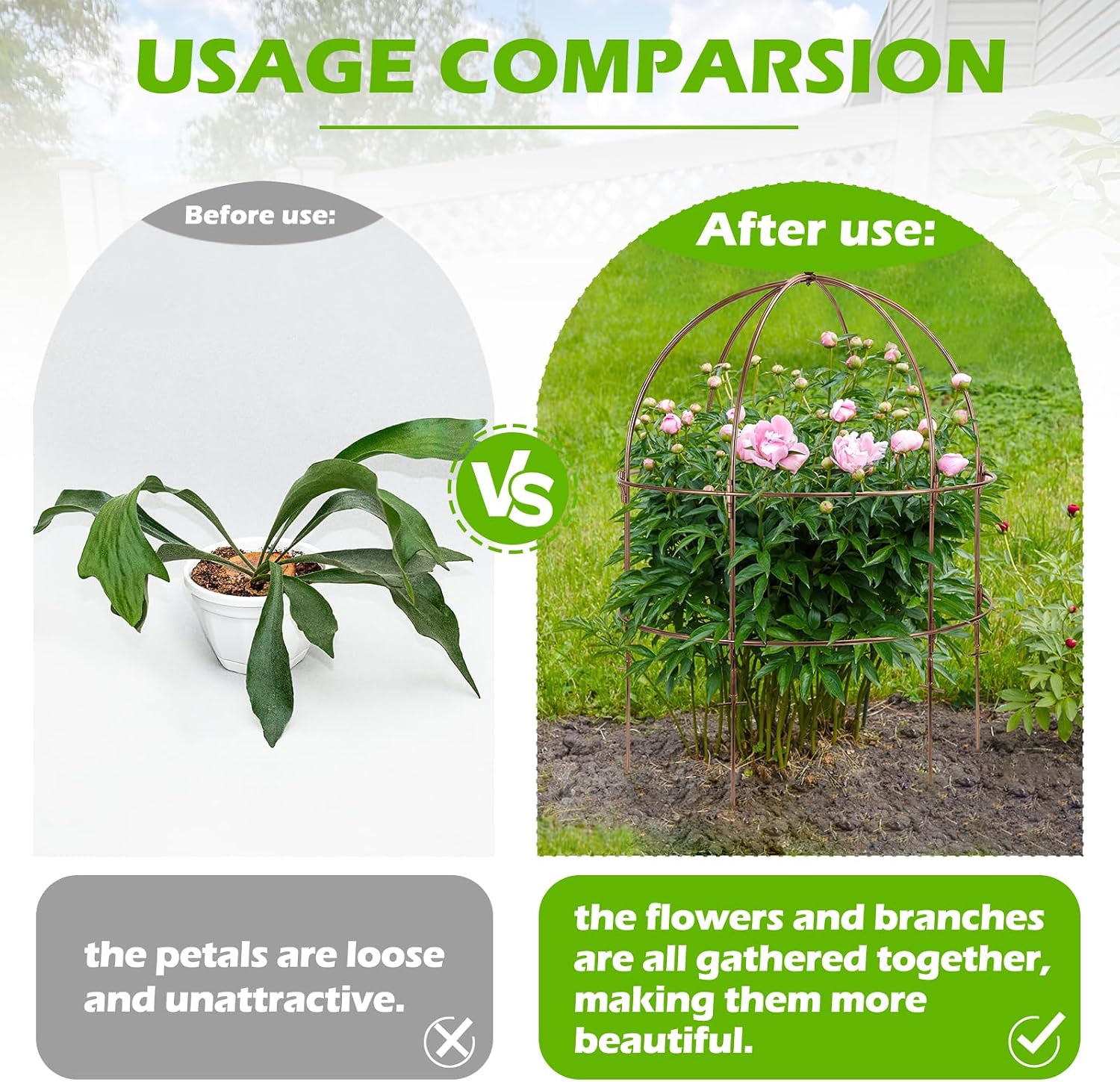 NNG 26 Inch Bird Cage Plant Support, Metal Grow-Through Cage with Dome Top | Garden Flower Trellis for Peonies