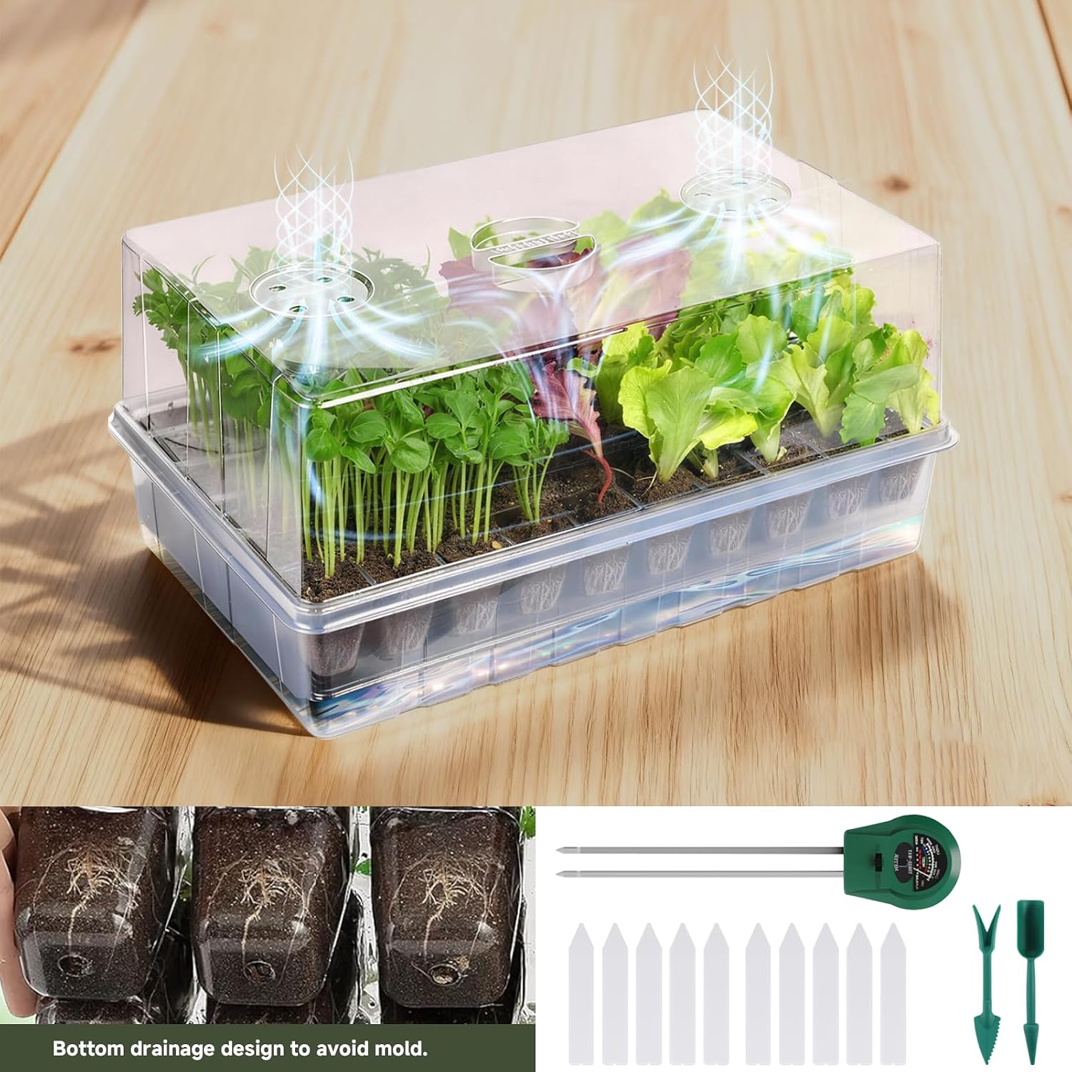 Adawook Self-Watering Seed Starter Tray, Seed Starter Kit Self Water, Germination Trays for Seed Starting with High