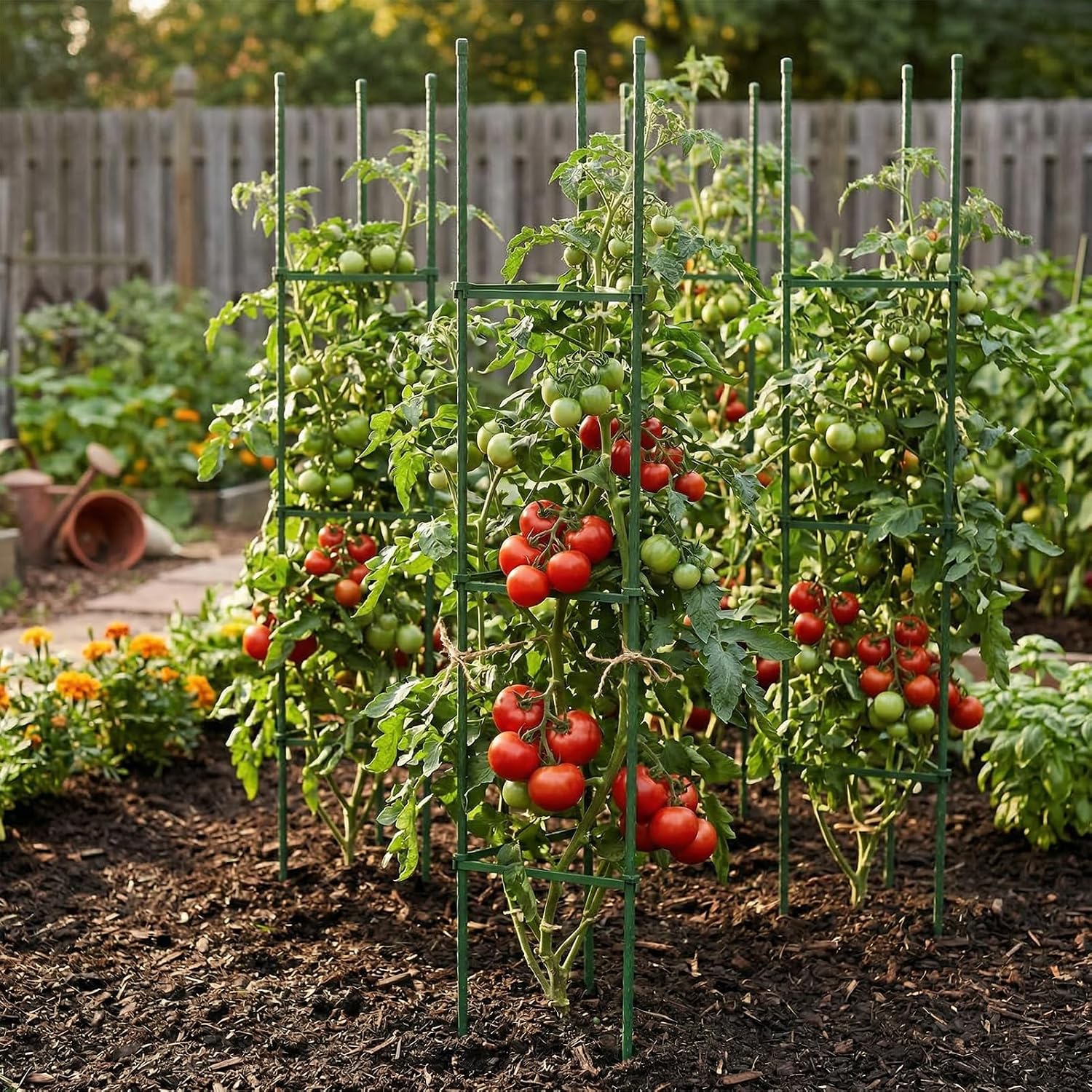 G-LEAF 6 Pack 5ft Tomato Cage for Garden Plant Support, Garden Stakes Tomato Cage, Tomato Cages Plant Stakes for