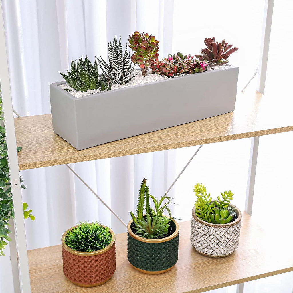 15 Inch Grey Rectangular Cement Planter Concrete Succulent Planter Windowsill Box
