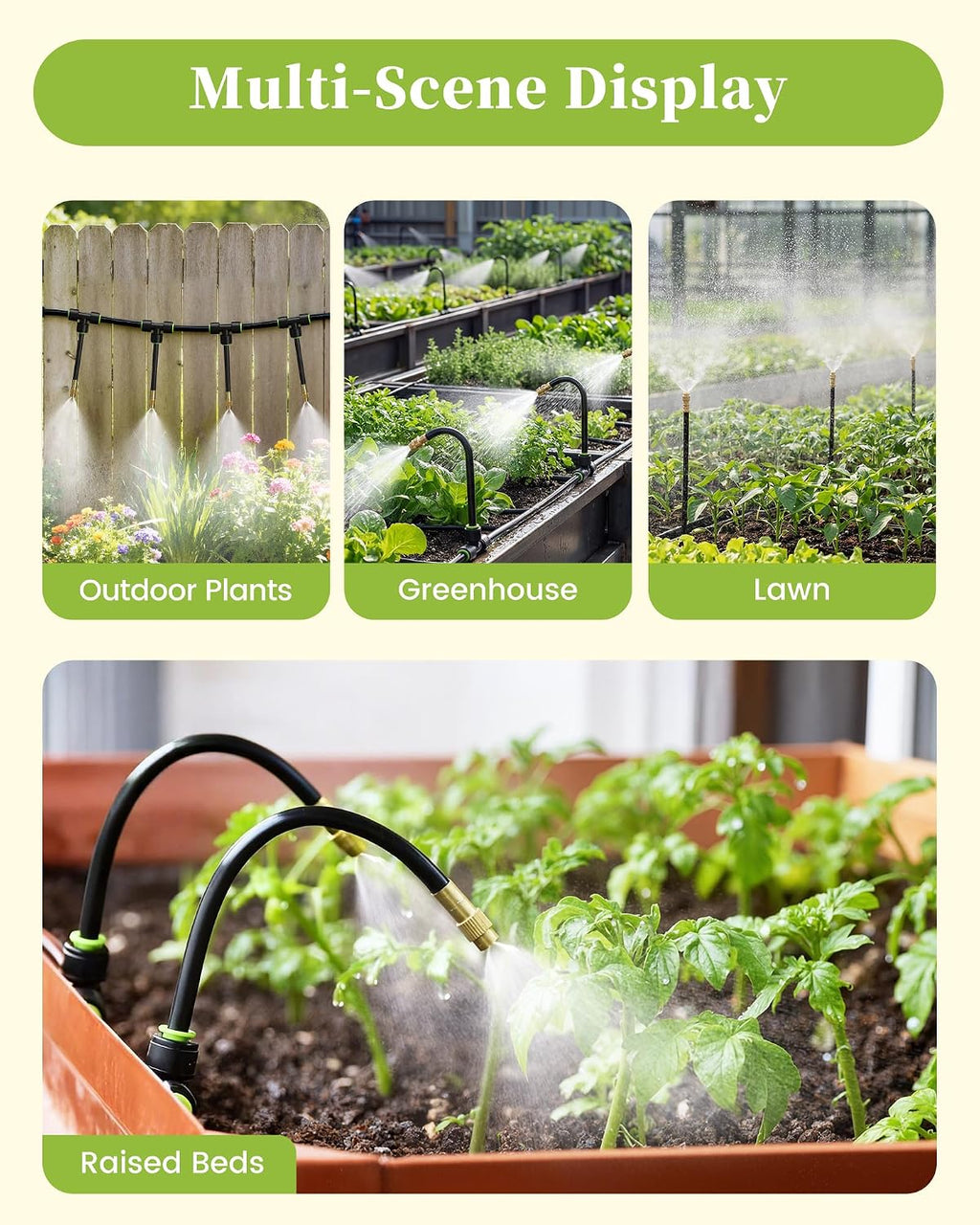 RAINPOINT 50FT Drip Irrigation System, Garden Watering Kit with 15pcs 360°Adjustable Copper Nozzles, Automatic