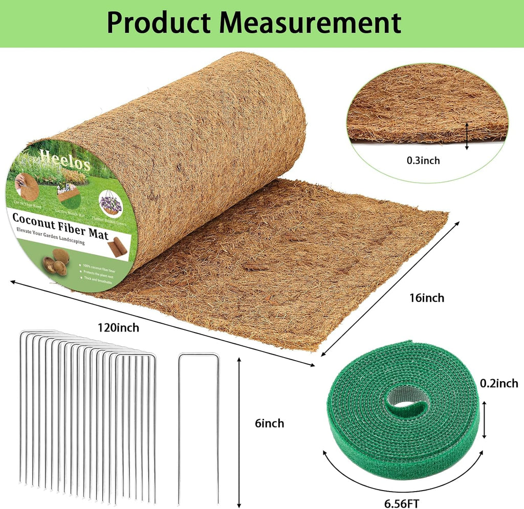 Thick Coco Fiber Liner Roll,120x16inch Natural Coconut Liners for Planter Box Flower Basket, Coco Coir Sheets Coconut