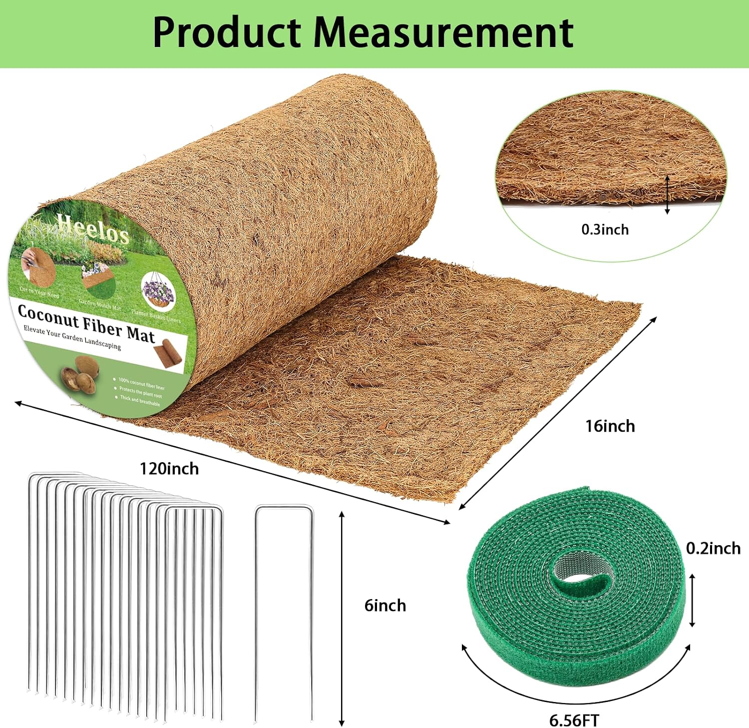 Thick Coco Fiber Liner Roll,120x16inch Natural Coconut Liners for Planter Box Flower Basket, Coco Coir Sheets Coconut