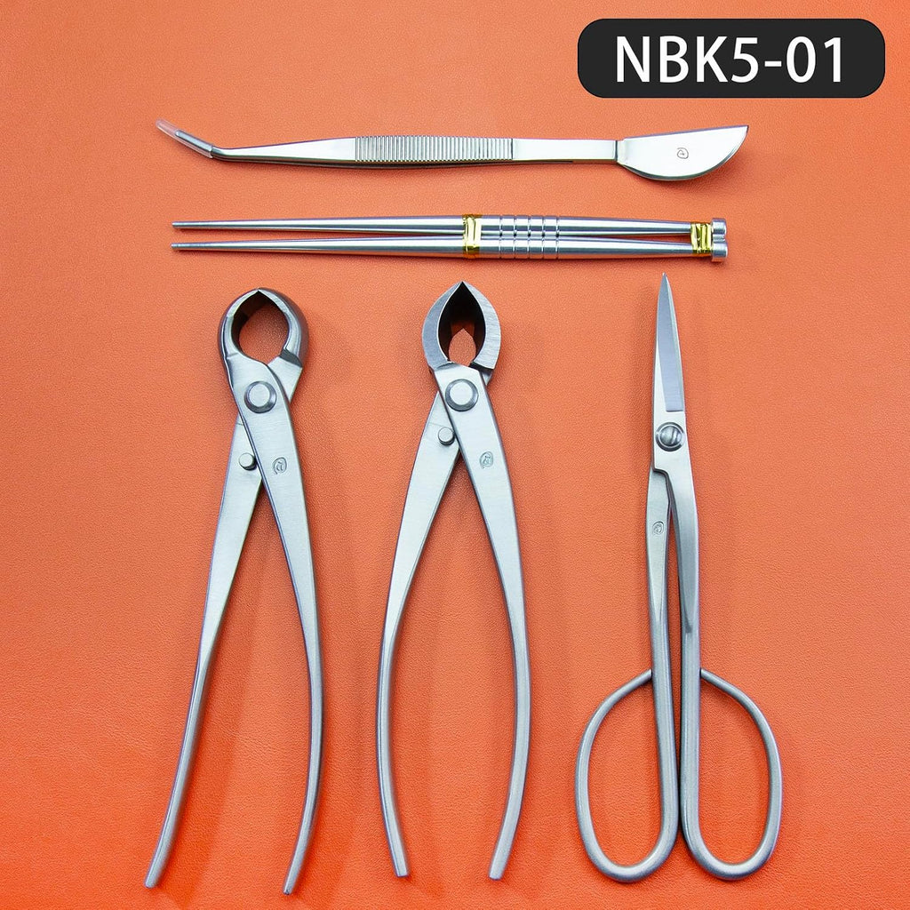 Bonsai Tools 5-Piece Alloy Steel Bonsai tool Kit In Cluding 210mm Long Handle Scissors / 205mm Branch Cutter / 205mm