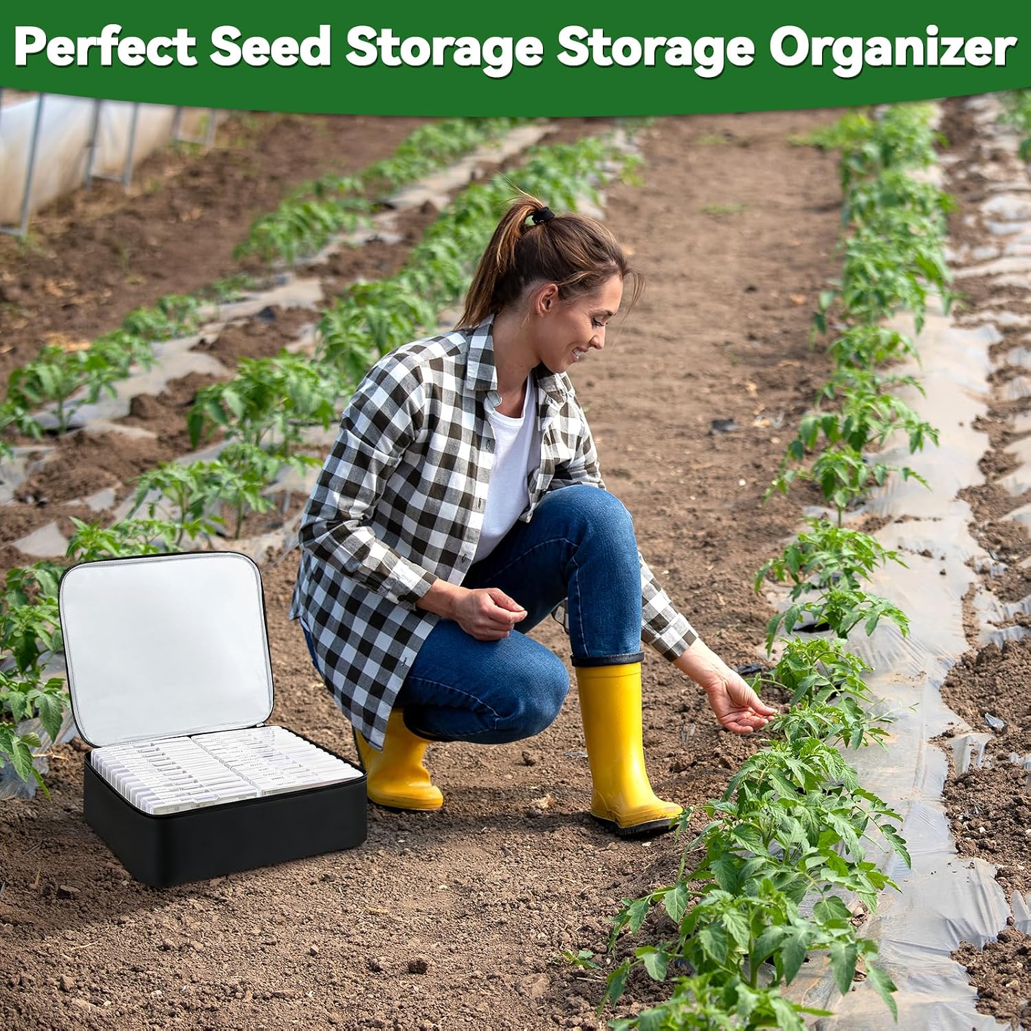 26 Slots Seed Storage Organizer Box, Reusable Oxford Cloth Seeds Storage Container, Holds 80-200 Envelopes, Garden Seed