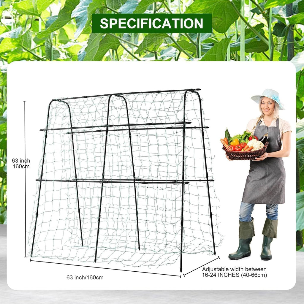 Cucumber Trellis for Raised Bed, 63" Hx63 L, Black | Garden Arch Trellis for Climbing Plants Outdoor, Rustproof Metal