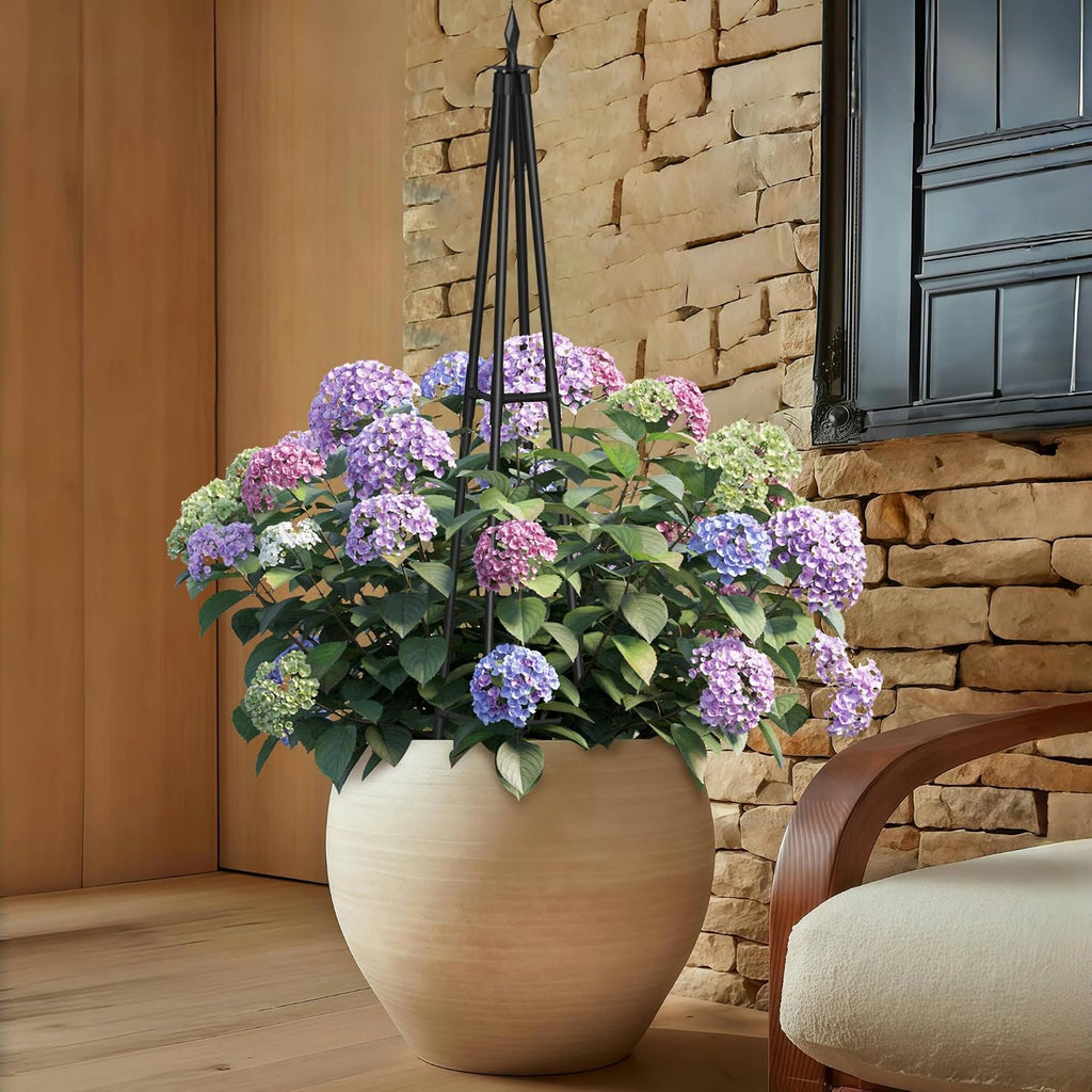 4FT Obelisk Trellis for Climbing Plants Outdoor, 16mm Rust-Proof Extra Thickened Plastic-Coated Metal Pipes, Indoor
