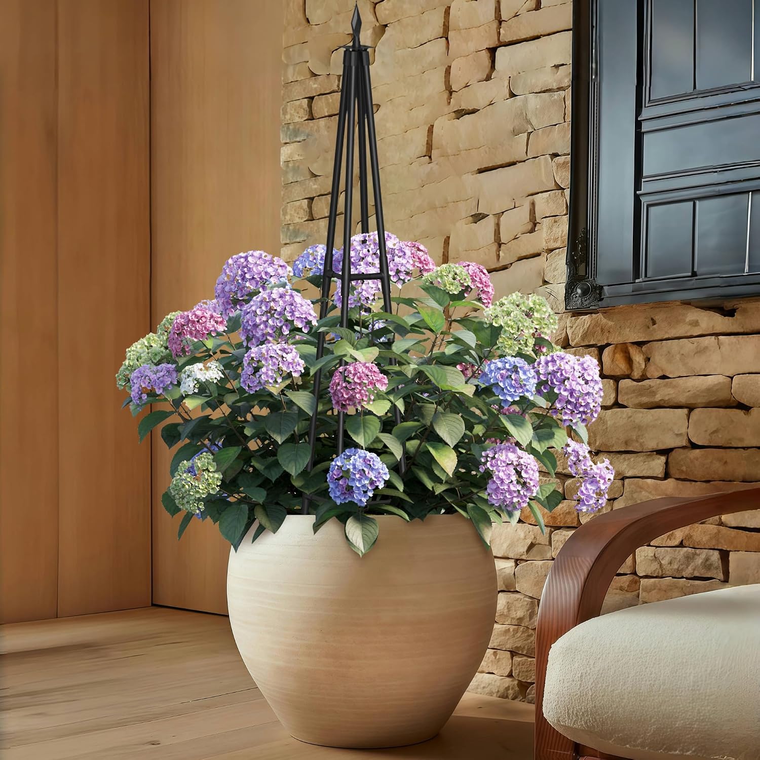 4FT Obelisk Trellis for Climbing Plants Outdoor, 16mm Rust-Proof Extra Thickened Plastic-Coated Metal Pipes, Indoor