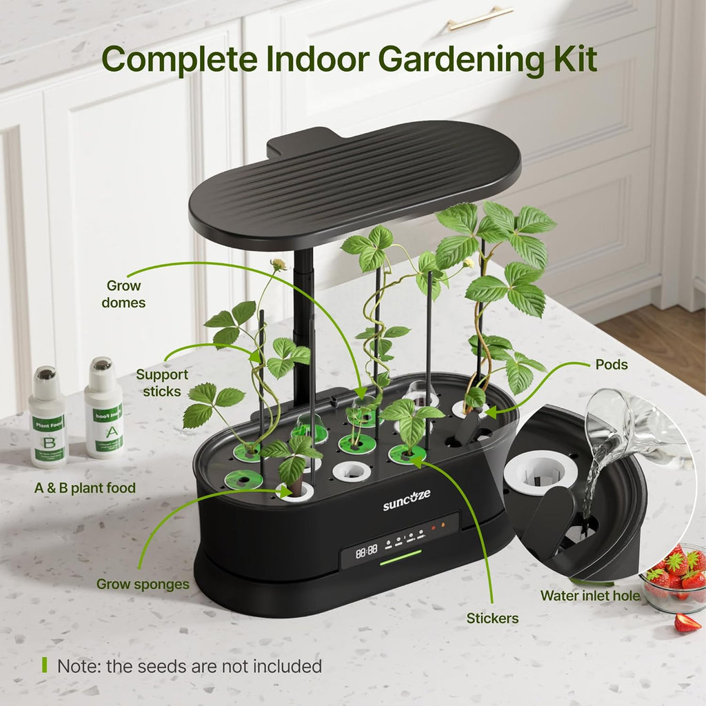 Hydroponics Growing System, Smart Panel, 5L Removable Tank, 36W LED | Dimmable Full Spectrum Grow Light, 12 Pods Indoor