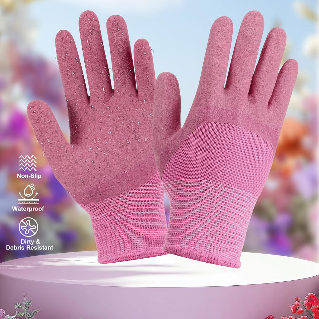 Housolution Gardening Tools Set, 10PCS Gardening Gifts for Women, Pink | Heavy Duty Garden Tools with Non-Slip Rubber