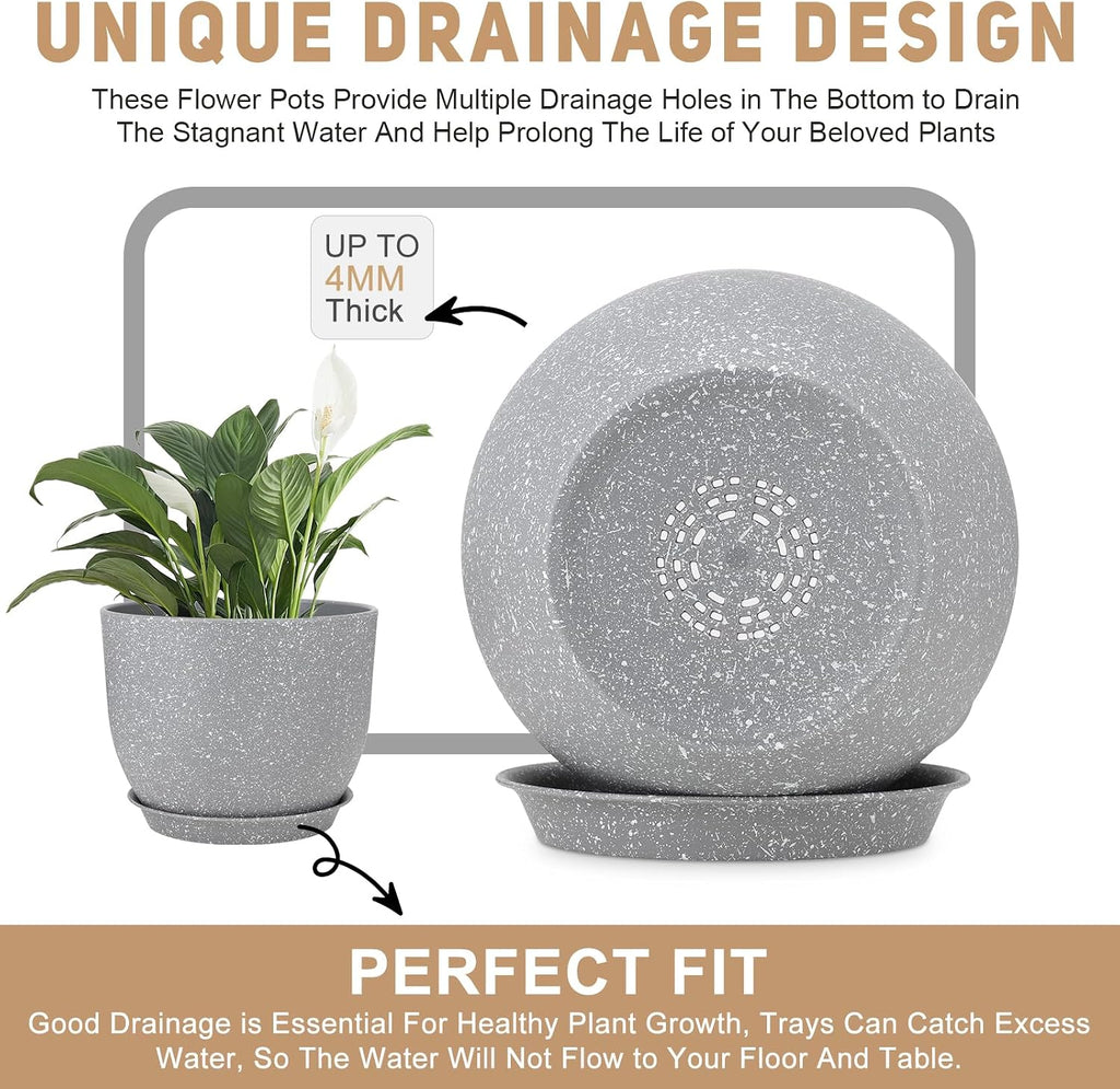 YNNICO Plant Pots 12/10/9 inch Set of 3, Flower Pots with Multi Mesh Drainage Holes, Large Planters for Indoor Outdoor