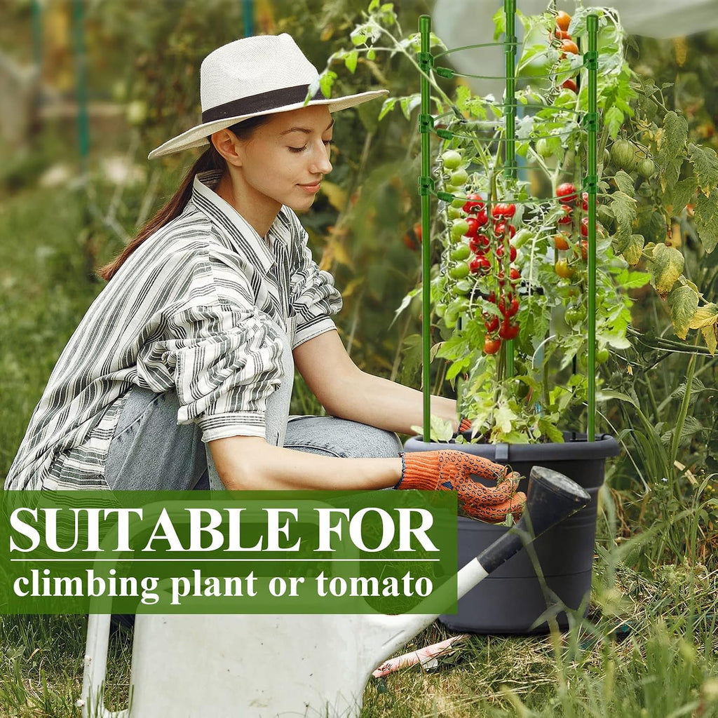 4 Packs 30inch Plant Support Cages with 3 Adjustable Support Rings- Small Tomato Cage for Pots Plant Holder for Home