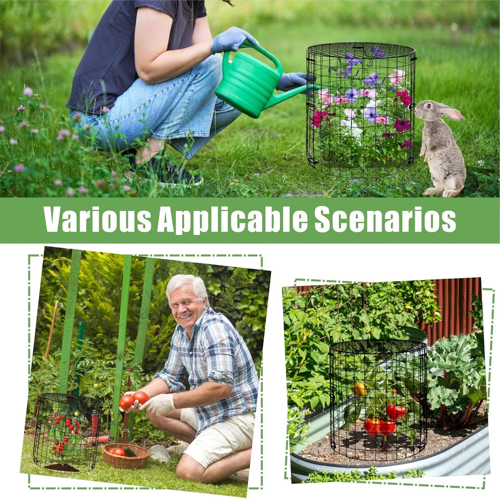 5 Packs Garden Plant Protectors from Animals,Metal Plant Cage,11.8"x 12.6" | Chicken Wire Cloche with Ground Stakes and