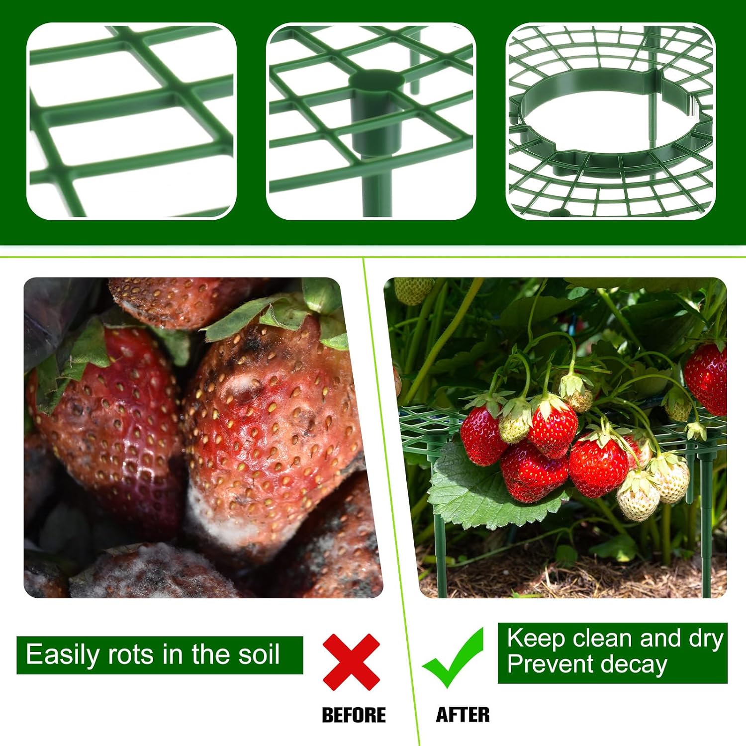 Irenare 12 Pack Strawberry Plant Support with Plant Labels Large Size Strawberry Growing Racks Growing Frame Stand