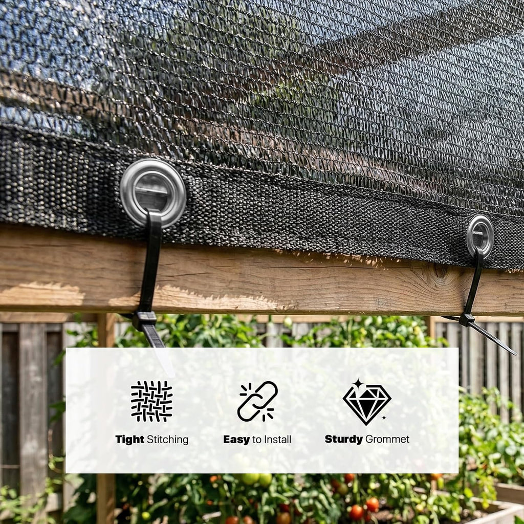 Royal Shade 30% Black Shade Cloth 10FT x 10FT Mesh Tarp with Grommets for Garden Patio, Plant Shading, Greenhouse