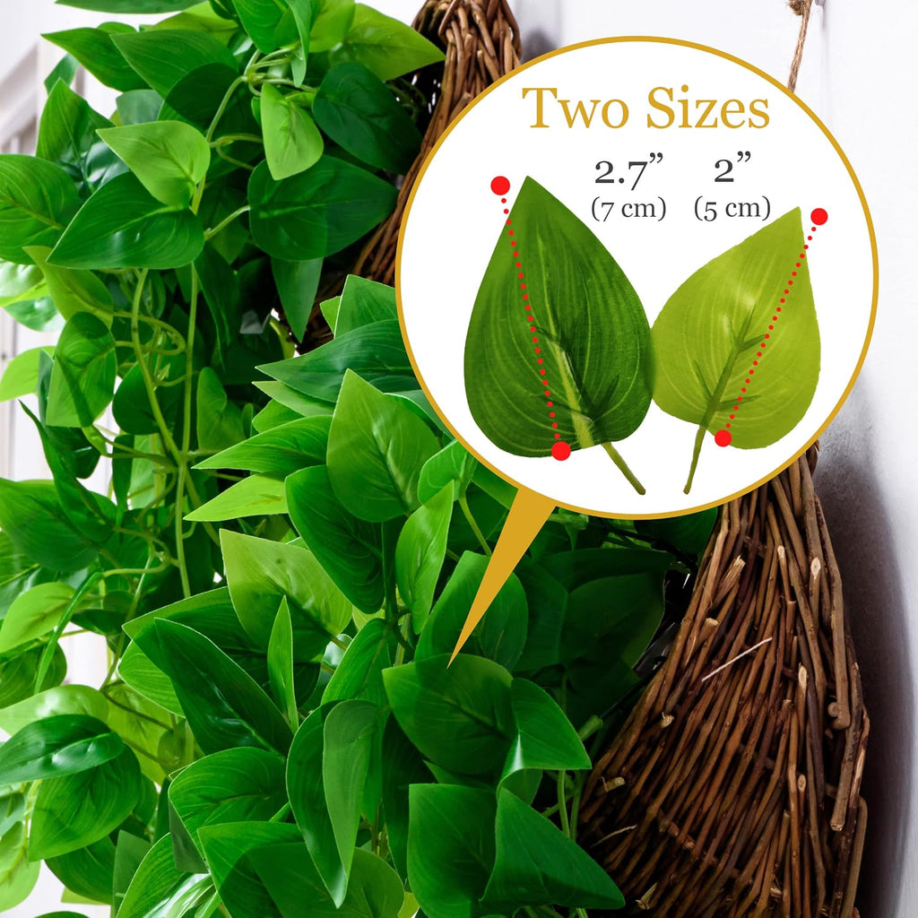 Tapeera 2-Pack Artificial Plants (with Baskets) - Ivy Vines Pothos - Outdoor & Indoor Decorations - Wall Faux Hanging