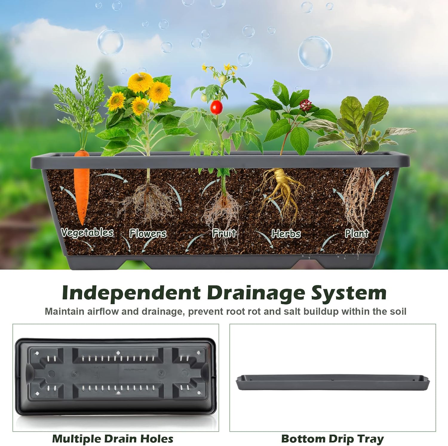 COSTWAY Vertical Raised Garden Bed, 5 Tier Planter Box with Drainage Holes for Vegetables, Grass, Flowers, Freestanding
