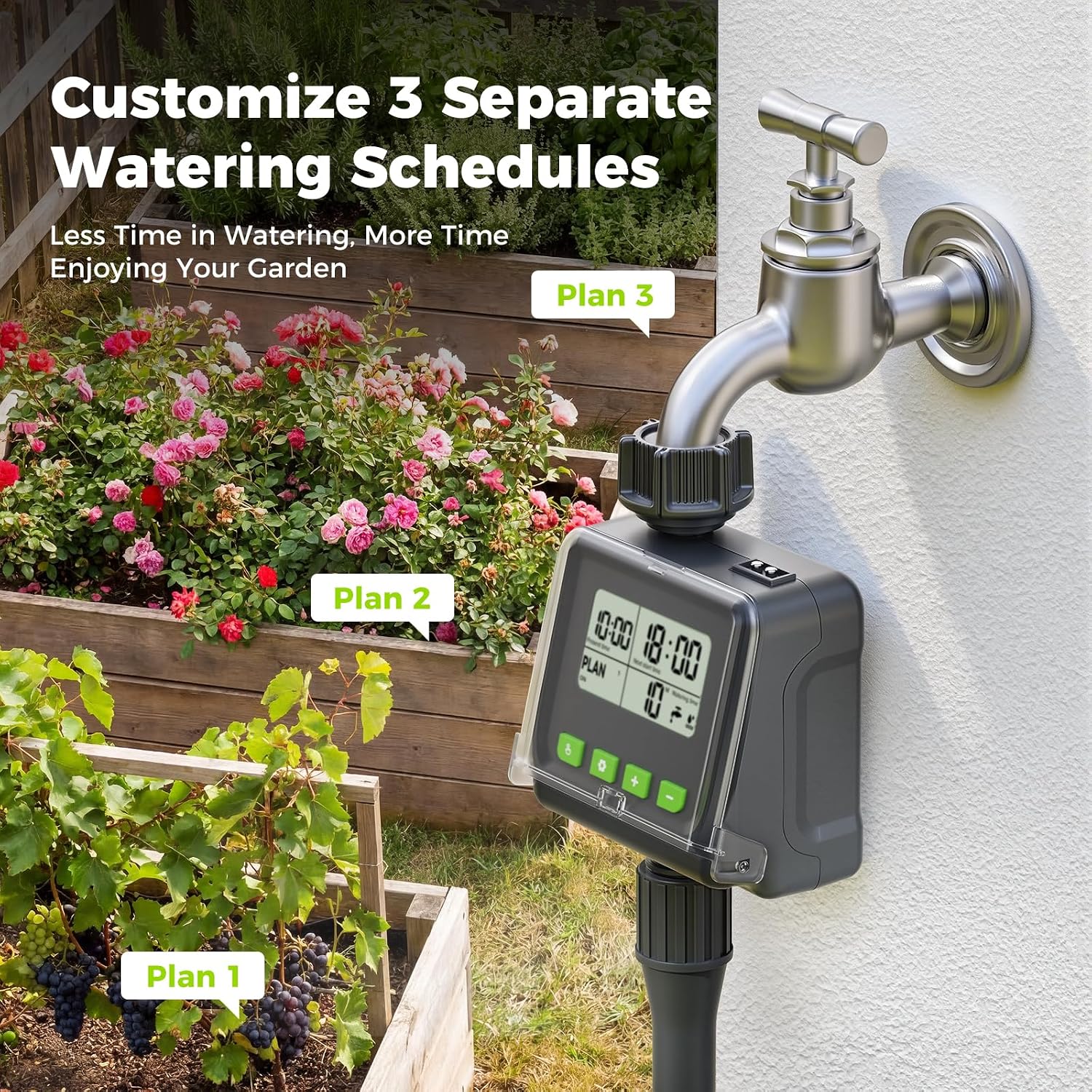 Sprinkler Timer for Garden Hose, Programmable Watering Timer with Rain Delay, Outdoor Automatic& Manual Irrigation