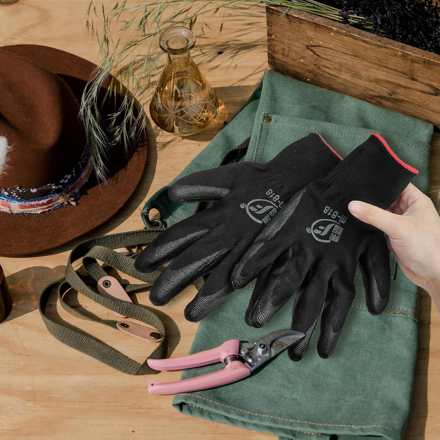 WHEATHUSK 120 Pairs Gardening Work Gloves Bulk for Men Women, Breathable Nitrile Rubber Coated Garden Gloves Dipped