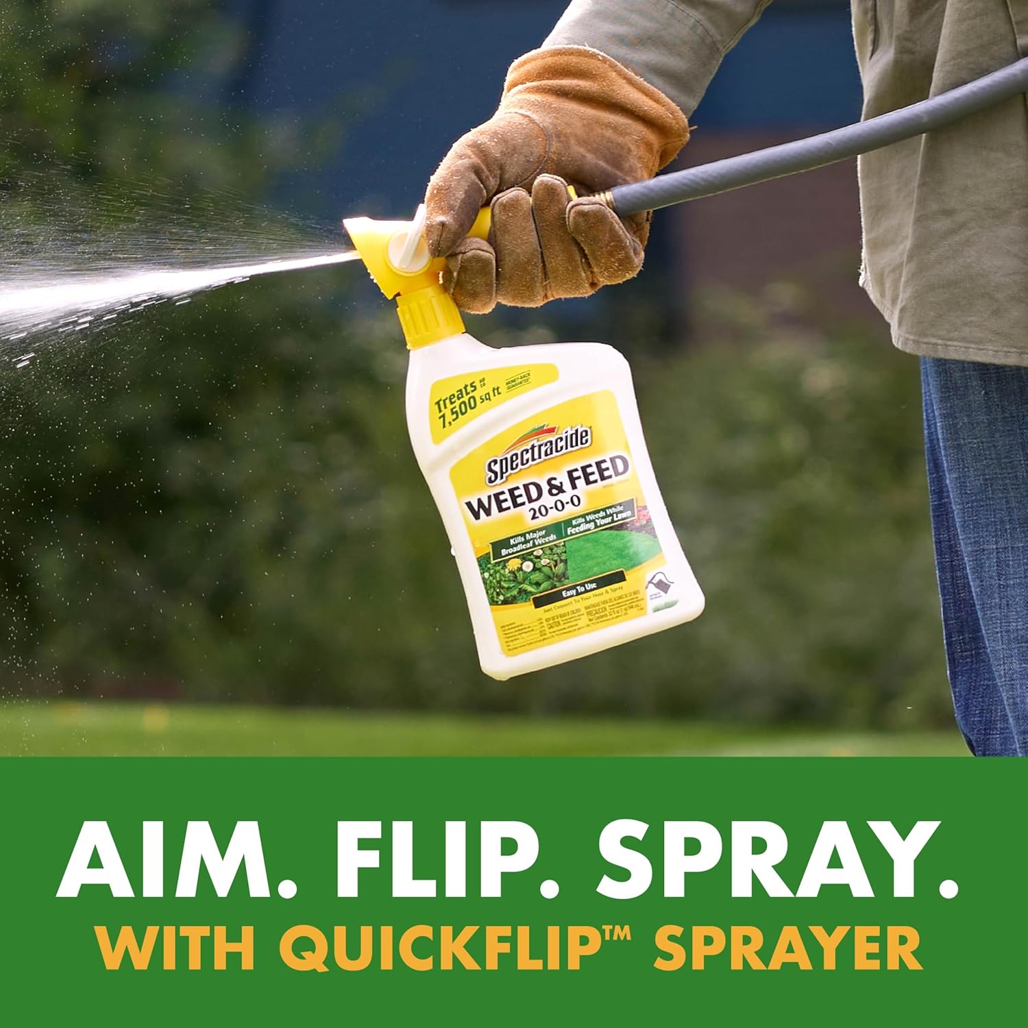 Spectracide Weed & Feed 20-0-0, Dual Action Formula 32 Oz, 3 Pack | Kills Weeds & Feeds Lawn, Kills Dandelion