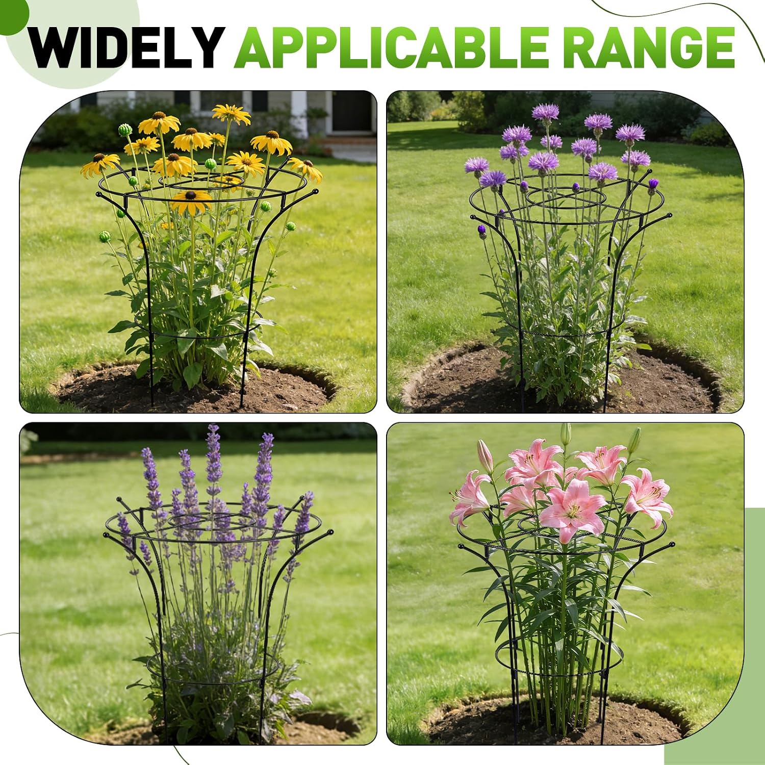 1 Pack Metal Peony Plant Support Cage, 32.2 x 19.2 Inch with Wide Top Ring | Grow-Through Flower Support for Peonies