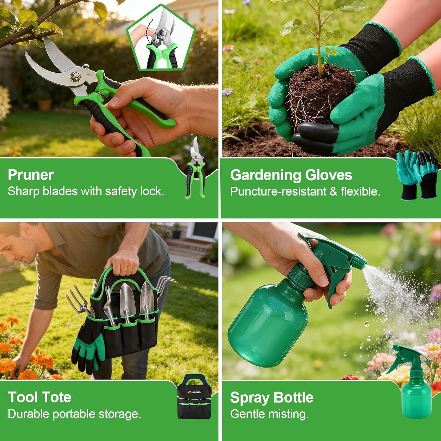 11-Piece Garden Tools Set – Heavy Duty Aluminum Alloy Hand Tools with Ergonomic Non-Slip Handles, Rust Resistant –