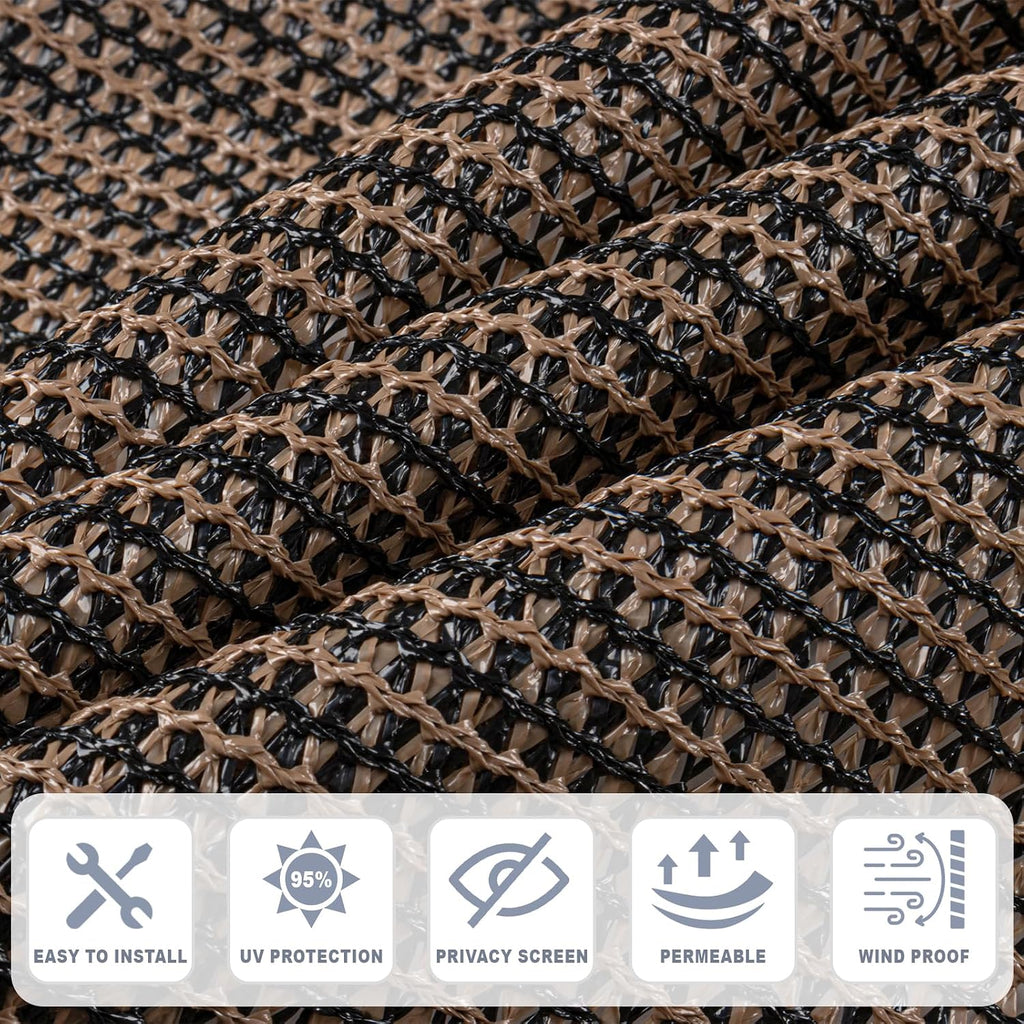 Cool Area Sun Shade Cloth with Grommets for Outdoor, 8x10ft, Brown | 95% UV Protection. 85%-90% Shading Rate. Permeable
