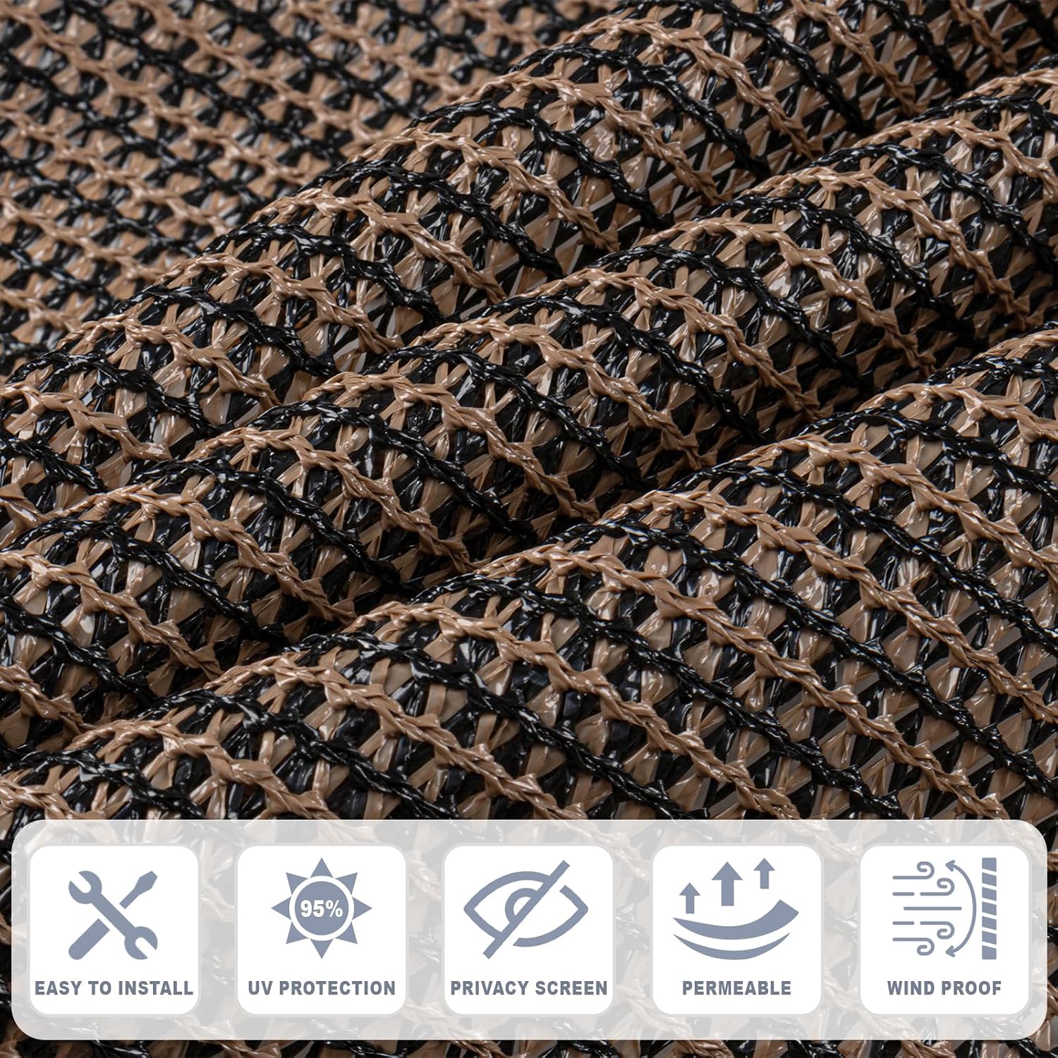 Cool Area Sun Shade Cloth with Grommets for Outdoor, 8x10ft, Brown | 95% UV Protection. 85%-90% Shading Rate. Permeable
