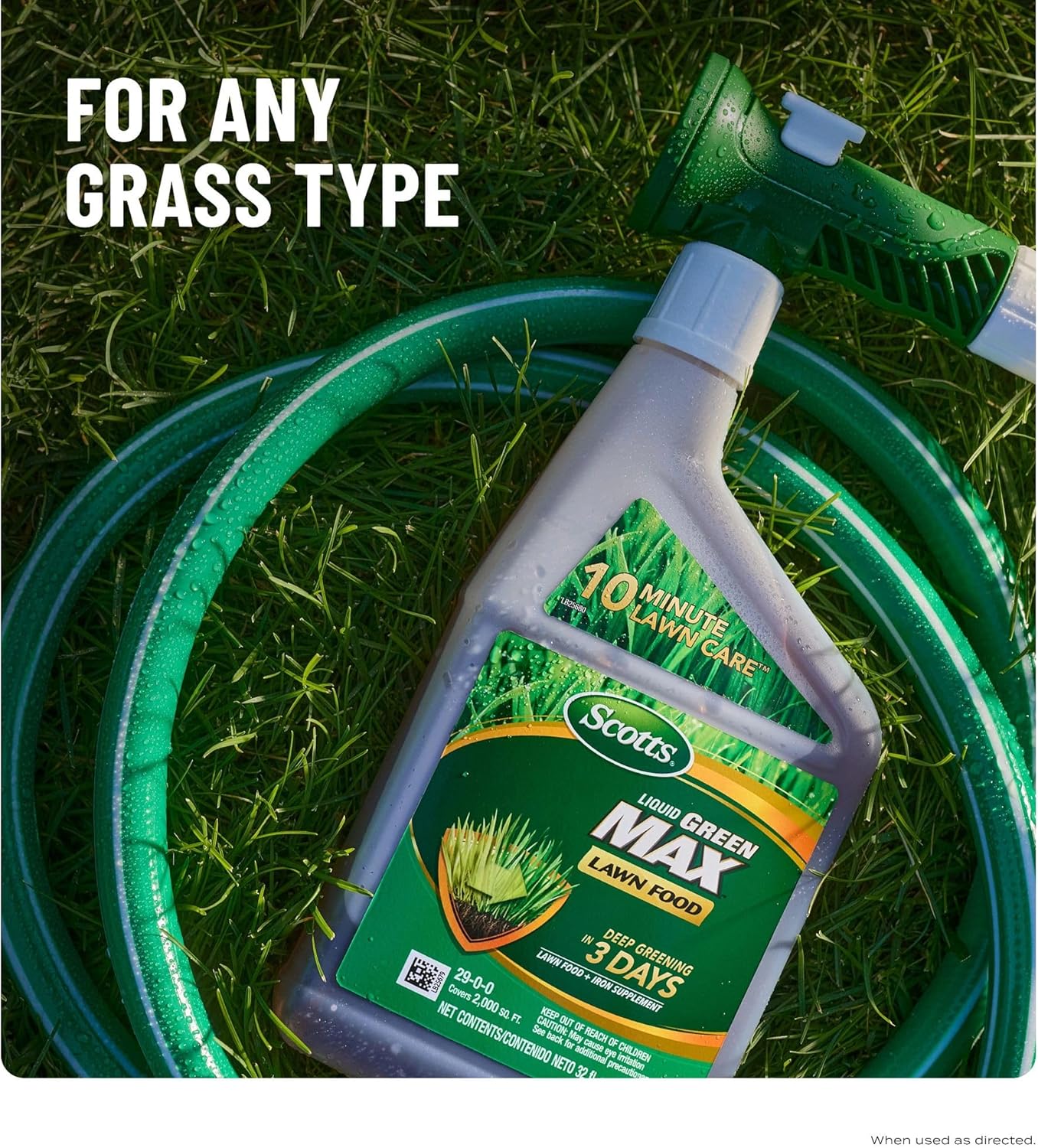 Scotts Liquid Green Max Lawn Food, 32 fl. oz. | Liquid Lawn Fertilizer and Iron Supplement, For Any Grass Type, 29-0-0