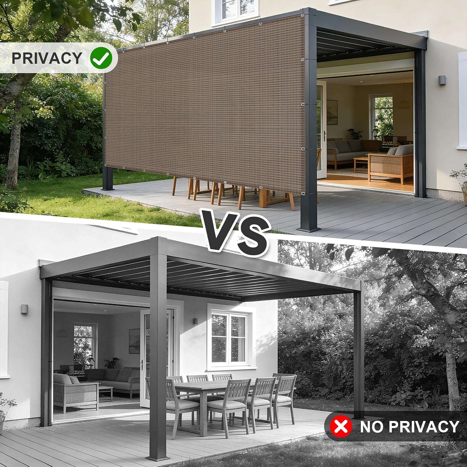 Cool Area Sun Shade Cloth with Grommets for Outdoor, 8x10ft, Brown | 95% UV Protection. 85%-90% Shading Rate. Permeable