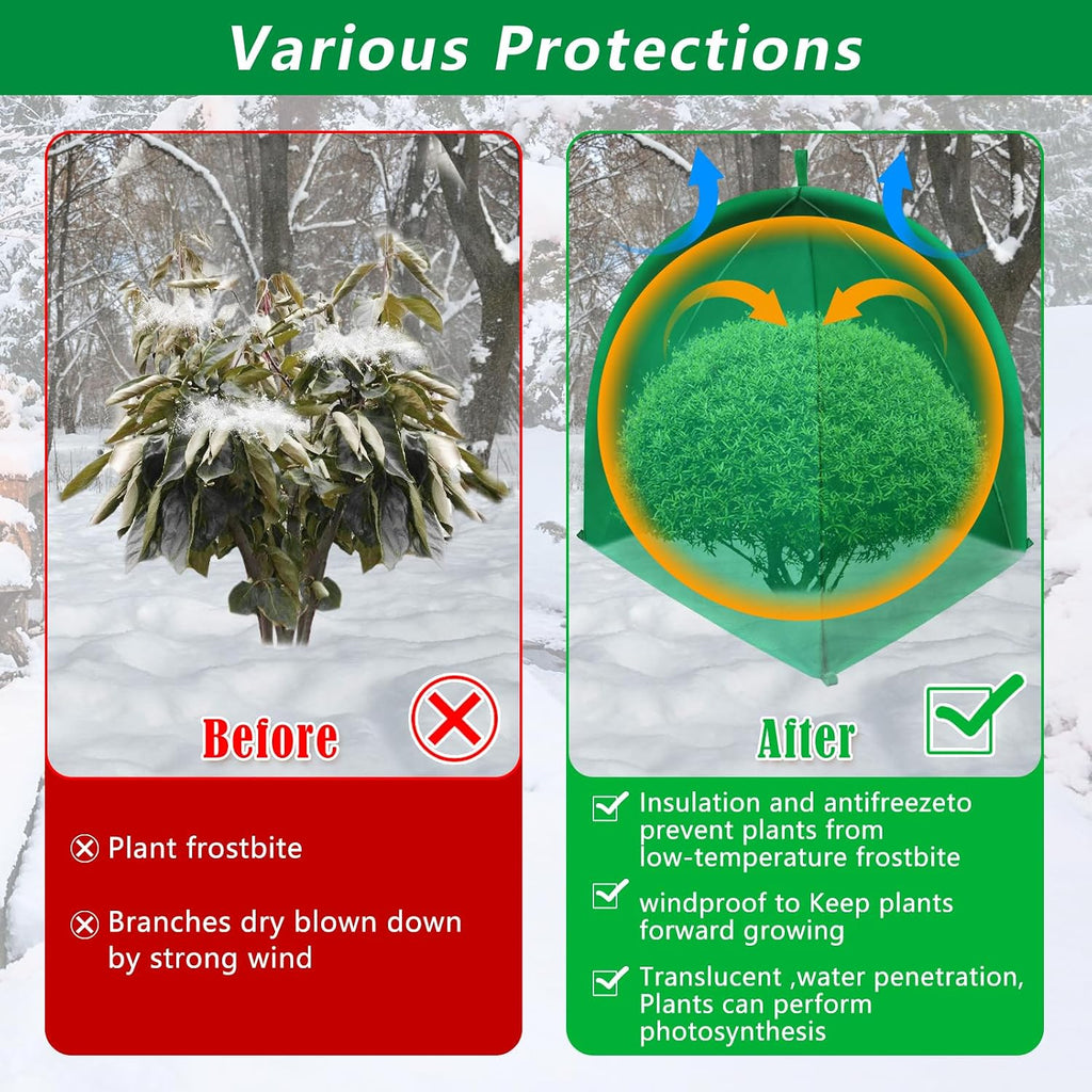 2 Pack Winter Plant Covers for Freeze Protection, 22×22×23 Inch Shrub Tent | Shrub Covers for Winter, Frost Cover with