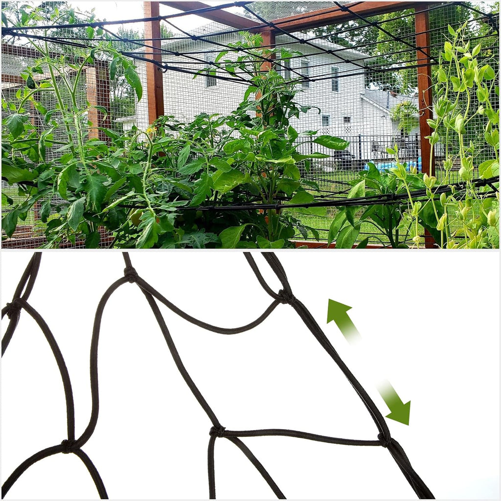4PCS Grow Tent Net, Flexible Net Trellis Fits 4x4ft and More Size, Stretchy Trellis Netting with Hooks for Garden