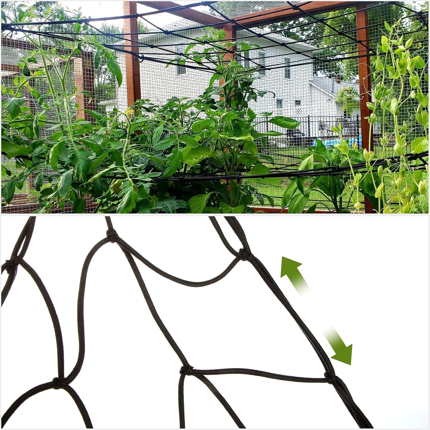 4PCS Grow Tent Net, Flexible Net Trellis Fits 4x4ft and More Size, Stretchy Trellis Netting with Hooks for Garden