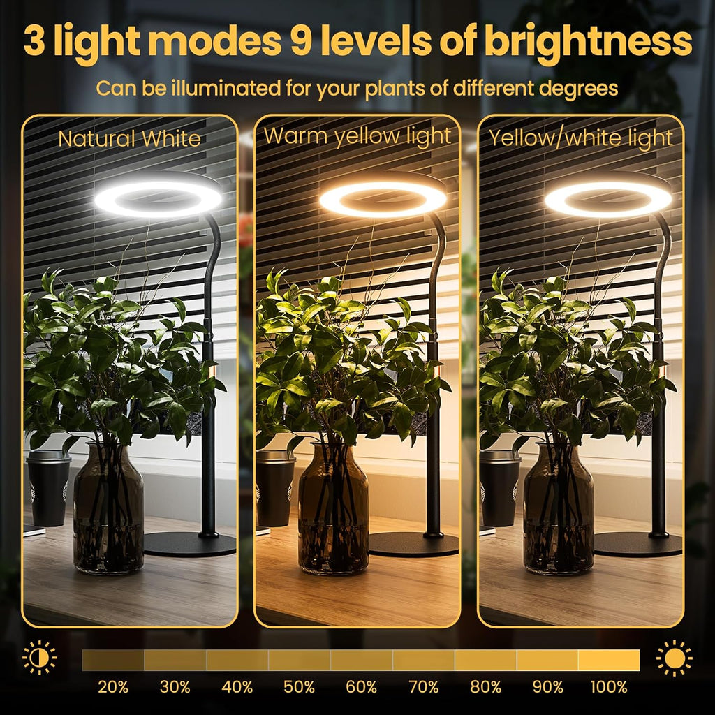 bseah Grow Light, LED Plant Light for Indoor Plants Growing, Full Spectrum Desk Grow Lamp with Pedestal, Automatic