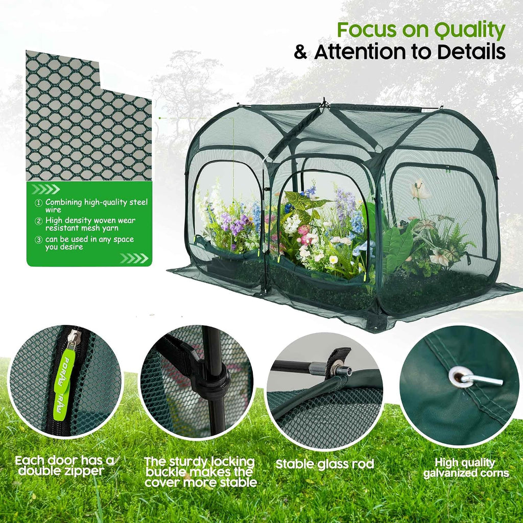 Poray Large 5.3x2.6FT Plant Netting Cover, Pop up Tunnel Crop Cage Gardening Net,Pest Guard Cover for Vegetables