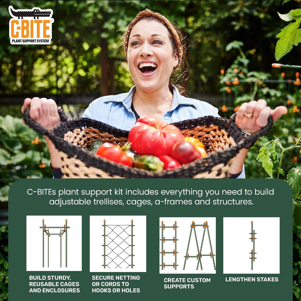 Plant Support Maker Kit – Custom DIY Trellis & Tomato Cage System, Modular Garden Stake Connectors for 7/16" Stakes