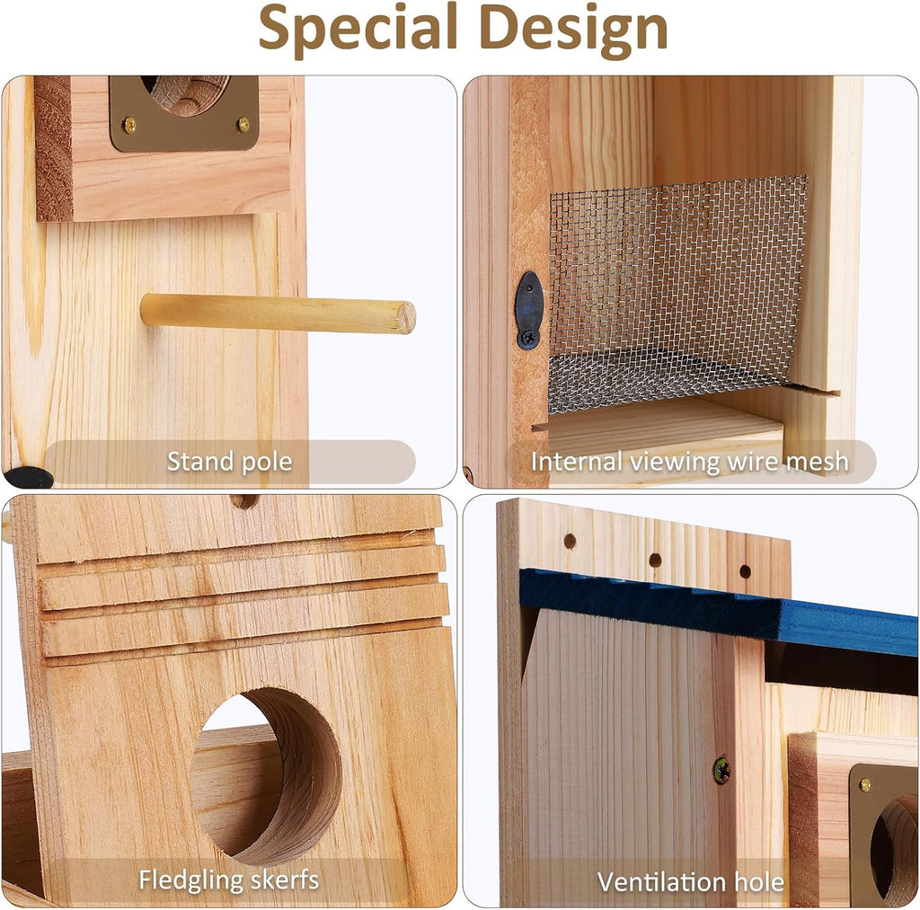 Wooden Outdoor Bird House with Copper Guard, Thickened Wood 2 Pack | 2 pack design, easy assembly, cottage nesting box