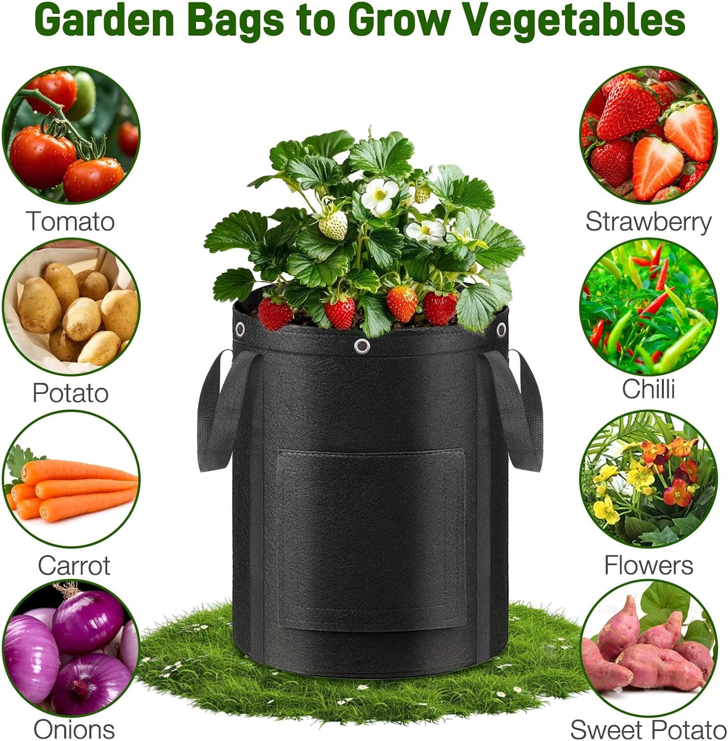 4 Pack Potato Grow Bags 15 Gallon with Harvest & Visible Window Thickened Garden Bags to Grow Vegetables with Handles &