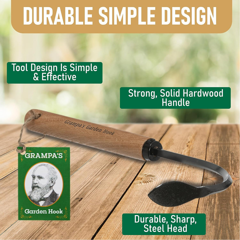 Grampa's Weeder + Grampa's Hand Hook - Original Weeder + Hand Cultivator | Heavy-Duty Steel • Breaks Up Hard Soil •