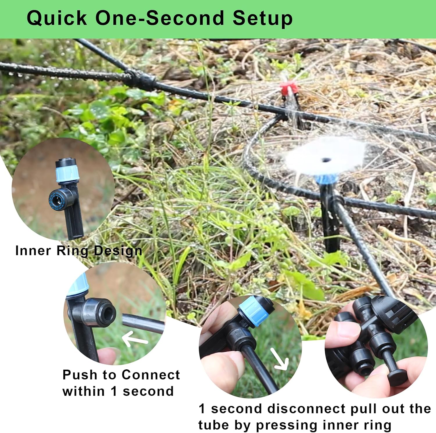 250FT Drip Irrigation Kit – 2026 New Quick-Connect Micro Irrigation System with 1/4'' 1/2'' Tubing, Locking Nozzle