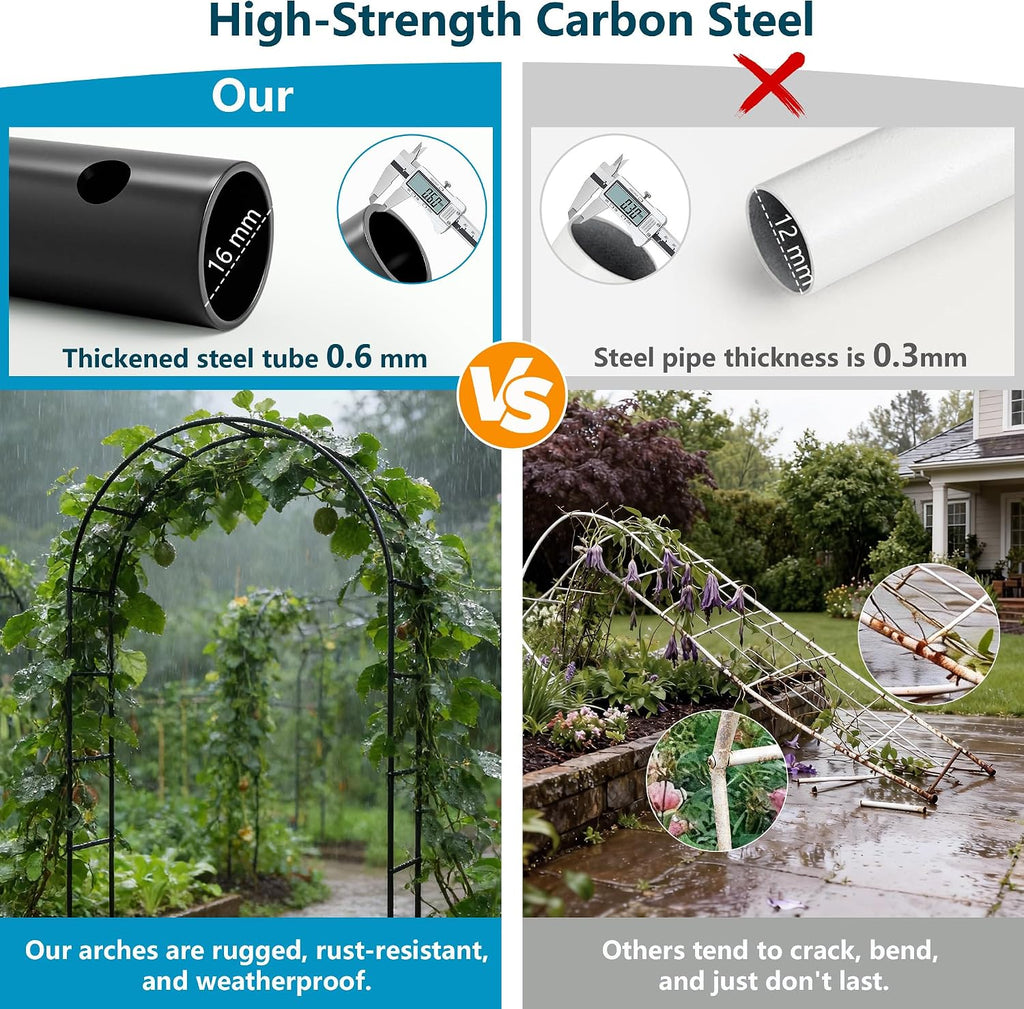 Thickened Rustproof Garden Arch Metal Trellis for Climbing Plants | Outdoor Wedding Arch Garden Arbor Frame Archway 4.9